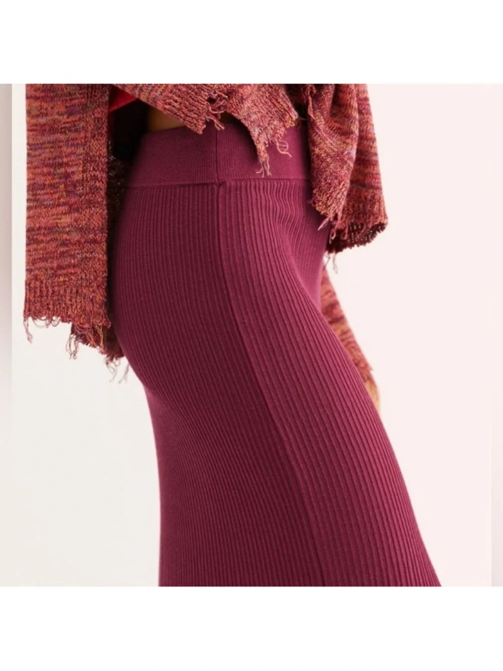 Free People Shine Bright Ribbed Maxi Skirt Size Small